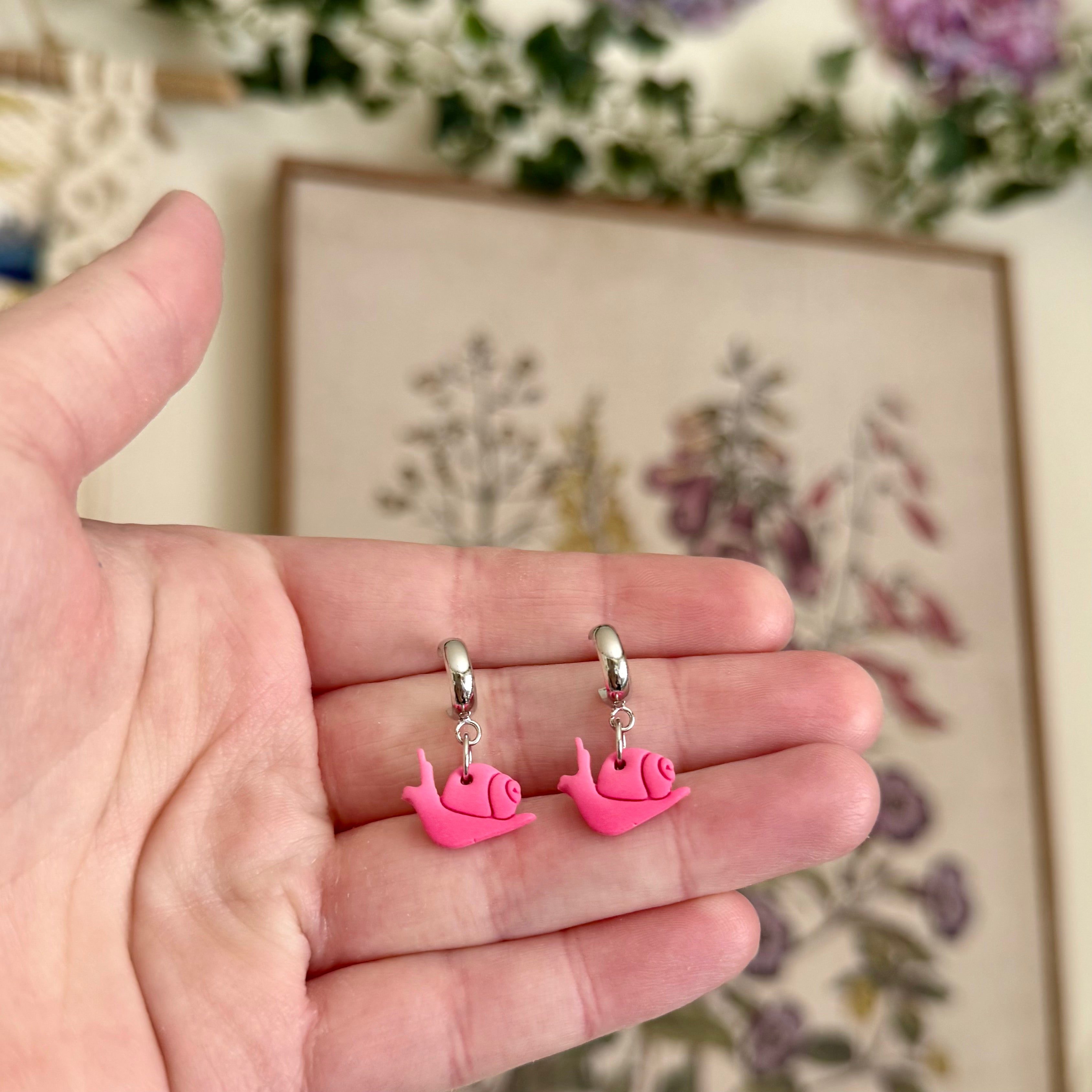 Little Snails in Bright Pink (Silver)