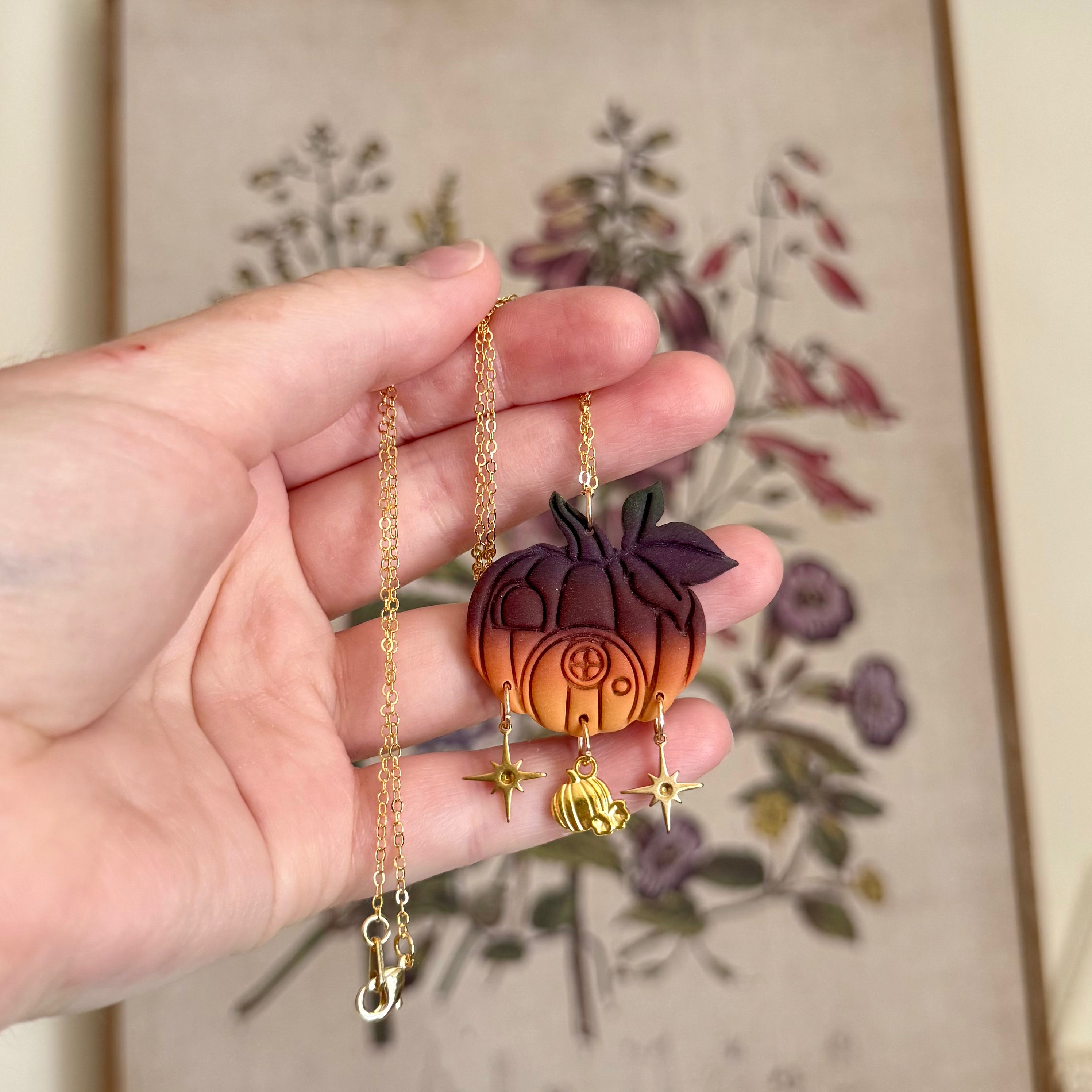 Pumpkin Home Necklace in Autumnal Forest