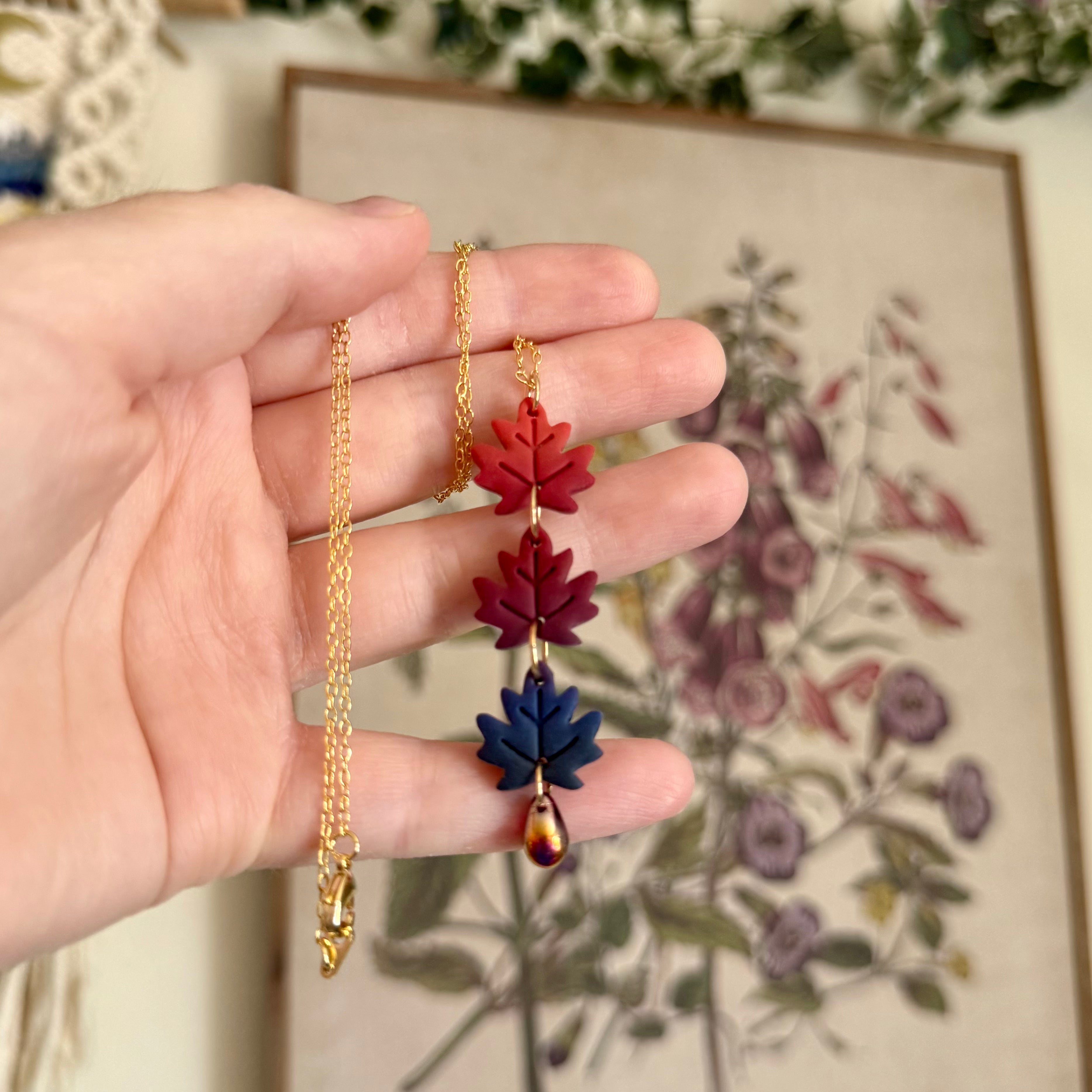 Falling Leaves Necklace in Autumn Nights