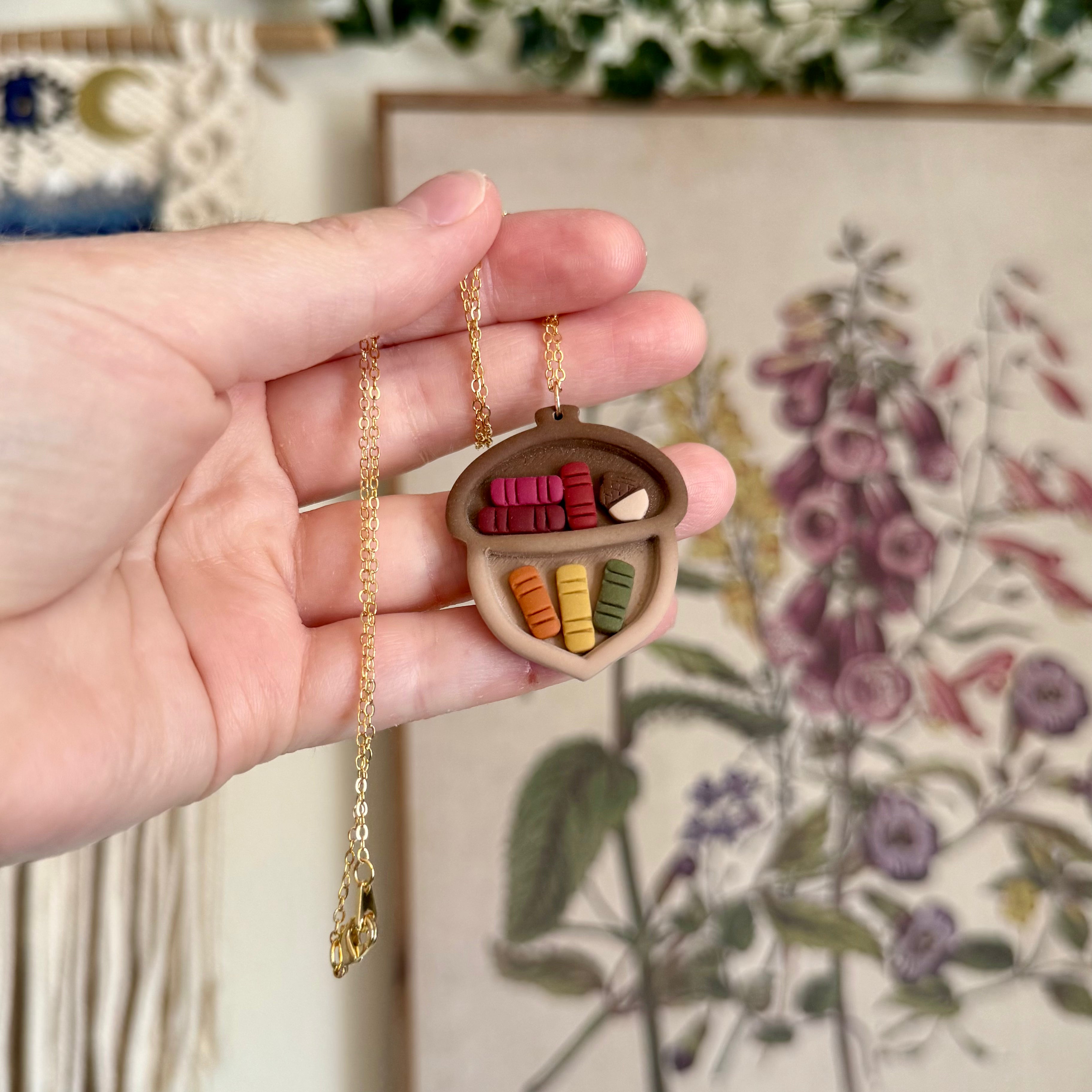 Acorn Bookshelf Necklace